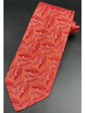 ROBERT TALBOTT Tie Men's 100% Silk Best of Class Luxury Orange Pink Geometric